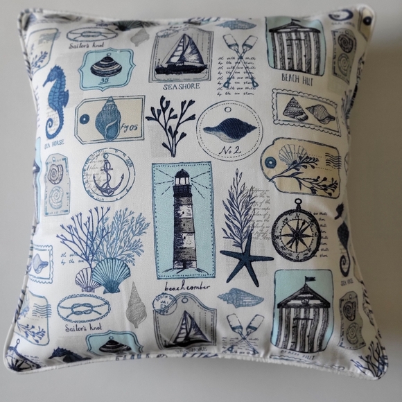 Other - Coastal Pillow Cover, 18" x 18", 100% Cotton, MADE IN USA.